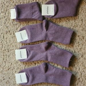 5 pairs Women crew socks purple